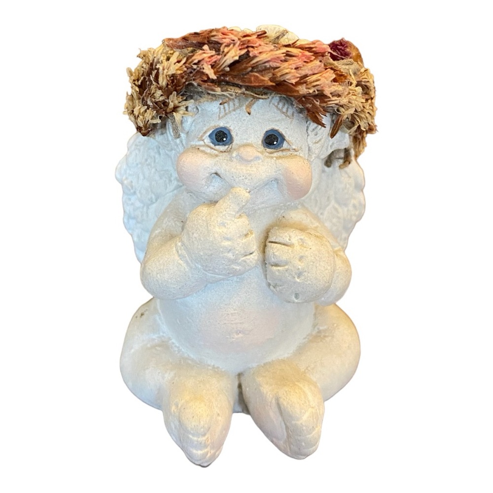 Vintage 1996 Dreamsicles Cherub Angel Figurine Cast Art Industries Thinker 2.5”
